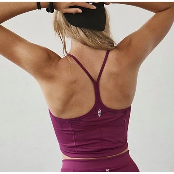 Free People movement in the saddle cami mulberry color crop top sports bra - Picture 2 of 9
